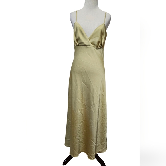 Simple retro Kristin French V-Neck Slip Yellow-green Dress XL - Picture 5 of 7